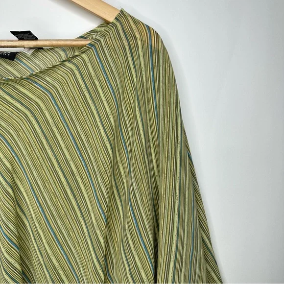 SOLD! New York & Company Striped Green Brown Flare Sleeve Blouse L #X0927 - Picture 11 of 15